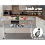 Cefito 1524x610mm Stainless Steel Kitchen Bench with Wheels 304 - Image 7