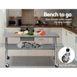 Cefito 1829x610mm Stainless Steel Kitchen Bench with Wheels 304 - Image 6