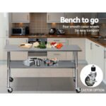 Cefito 1829x610mm Stainless Steel Kitchen Bench with Wheels 304 - Image 7