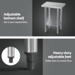 Cefito Stainless Steel Kitchen Benches Work Bench 610x457mm 430 - Image 6