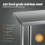 Cefito Stainless Steel Kitchen Benches Work Bench 910x610mm 430 - Image 4