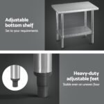 Cefito Stainless Steel Kitchen Benches Work Bench 910x610mm 430 - Image 6