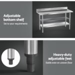 Cefito Stainless Steel  Kitchen  Bench w/ Splashback 1500x600MM 430 - Image 6