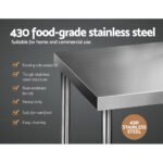 Cefito 1829x760mm Stainless Steel Kitchen Bench 430 - Image 3