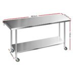 Cefito 1829x760mm Stainless Steel Kitchen Bench with Wheels 430 - Image 2
