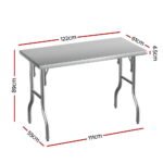 Cefito Stainless Steel Kitchen Benches Work Bench Food Foldable 430 - Image 2