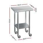 Cefito Stainless Steel Kitchen Benches Work Bench Wheels 61X46CM 430 - Image 2