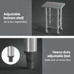 Cefito Stainless Steel Kitchen Benches Work Bench Wheels 61X46CM 430 - Image 5