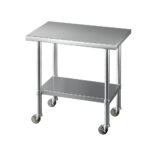 Cefito Stainless Steel Kitchen Benches Work Bench Wheels 91X61CM 430 - Image 3