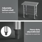 Cefito Stainless Steel Kitchen Benches Work Bench Wheels 91X61CM 430 - Image 5