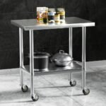 Cefito Stainless Steel Kitchen Benches Work Bench Wheels 91X61CM 430 - Image 7