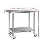Cefito 1219x610mm Stainless Steel Kitchen Bench with Wheels 430 - Image 2