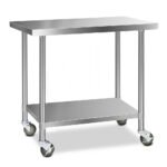 Cefito 1219x610mm Stainless Steel Kitchen Bench with Wheels 430