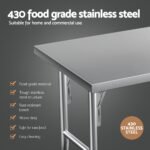 Cefito Stainless Steel Kitchen Benches Work Bench Wheels 122X61CM 430 - Image 5