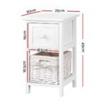 Artiss Bedside Table 1 Drawer with Basket Rustic White X2 - Image 2