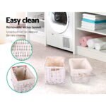 Artiss Bedside Table 1 Drawer with Basket Rustic White X2 - Image 5