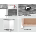 Artiss Bedside Table 2 Drawers Vintage X2 - THYME Grey - Image 5