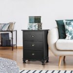 Artiss Bedside Table 3 Drawers Vintage - THYME Black - Image 7