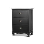 Artiss Bedside Table 3 Drawers Vintage - THYME Black - Image 8