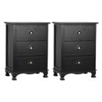 Artiss 2x Bedside Table 3 Drawers Vintage - THYME Black