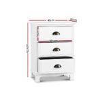 Artiss Bedside Table 3 Drawers Vintage - THYME White - Image 2