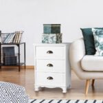 Artiss Bedside Table 3 Drawers Vintage - THYME White - Image 7