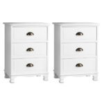 Artiss 2x Bedside Table 3 Drawers Vintage - THYME White