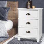 Artiss 2x Bedside Table 3 Drawers Vintage - THYME White - Image 2