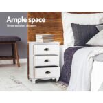 Artiss 2x Bedside Table 3 Drawers Vintage - THYME White - Image 6