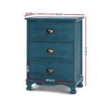Artiss Bedside Table 3 Drawers Vintage - THYME Blue - Image 2