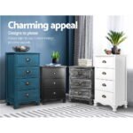 Artiss Bedside Table 3 Drawers Vintage - THYME Blue - Image 6