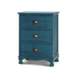 Artiss Bedside Table 3 Drawers Vintage - THYME Blue - Image 8