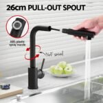 Cefito Kitchen Mixer Tap Pull Out Rectangle 2 Mode Sink Basin Faucet Swivel WELS Black - Image 4