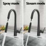 Cefito Kitchen Mixer Tap Pull Out Round 2 Mode Sink Basin Faucet Swivel WELS Black - Image 5