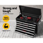 Giantz 10 Drawer Tool Box Cabinet Chest Toolbox Storage Garage Organiser Black - Image 4