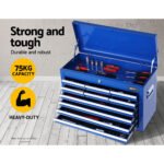 Giantz 10 Drawer Tool Box Cabinet Chest Toolbox Storage Garage Organiser Blue - Image 4