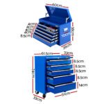 Giantz 14 Drawer Tool Box Cabinet Chest Mechanic Garage Storage Trolley Blue - Image 2