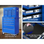 Giantz 14 Drawer Tool Box Cabinet Chest Mechanic Garage Storage Trolley Blue - Image 4