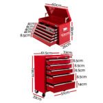 Giantz 14 Drawer Tool Box Cabinet Chest Mechanic Garage Storage Trolley Red - Image 2