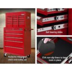 Giantz 14 Drawer Tool Box Cabinet Chest Mechanic Garage Storage Trolley Red - Image 4