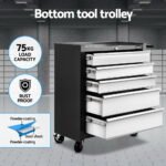 Giantz 15 Drawers Tool Chest Trolley Toolbox 2-in-1 Storage Black& Grey - Image 4