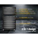 Giantz 16 Drawer Tool Box Cabinet Chest Trolley Toolbox Garage Storage Black - Image 4