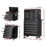 Giantz 17 Drawer Tool Box Cabinet Chest Trolley Toolbox Garage Storage Box Black - Image 2