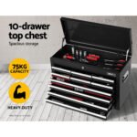 Giantz 17 Drawer Tool Box Cabinet Chest Trolley Toolbox Garage Storage Box Black - Image 3