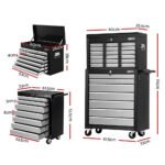 Giantz 17 Drawer Tool Box Cabinet Chest Trolley Toolbox Garage Storage Box Grey - Image 2