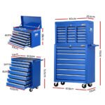 Giantz 17 Drawer Tool Box Cabinet Chest Trolley Toolbox Garage Storage Box Blue - Image 2