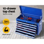 Giantz 17 Drawer Tool Box Cabinet Chest Trolley Toolbox Garage Storage Box Blue - Image 3