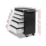 Giantz 5 Drawer Tool Box Cabinet Chest Trolley Box Garage Storage Toolbox Grey - Image 2