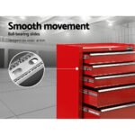 Giantz 5 Drawer Tool Box Cabinet Chest Trolley Box Garage Storage Toolbox Red - Image 5