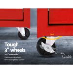 Giantz 5 Drawer Tool Box Cabinet Chest Trolley Box Garage Storage Toolbox Red - Image 6